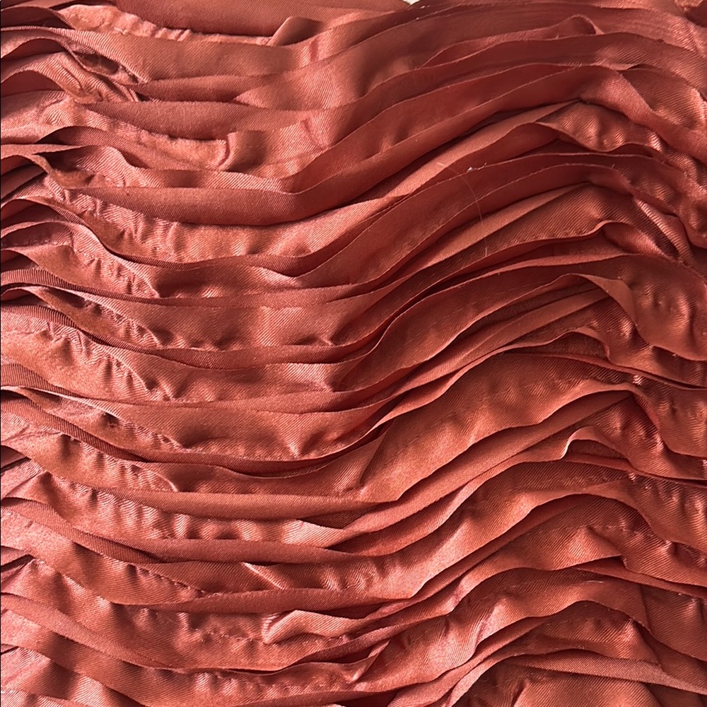 Rust Satin Ruffled Pillow - Picture 3 of 5